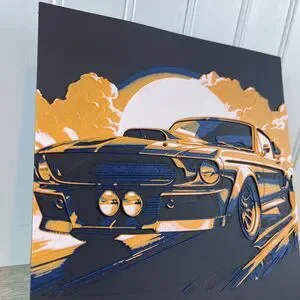 Mustang In The Morning Sunrise Wall Art Car Art Textured Art