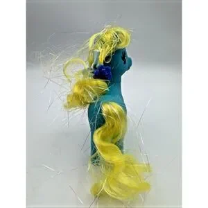 My Little Pony 1981 Blue Teal Toy Vintage 3-16-81 Yellow Glitter Hair Star Logo