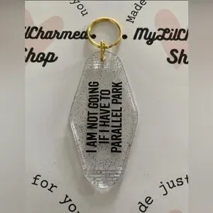 MyLilCharmedShop Clear Glitter Keychain with Humorous Message