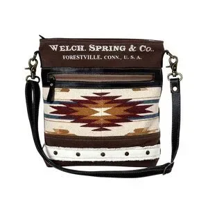 Myra Bag Handmade Welch Shoulder Bag Upcycled Canvas & Cowhide Leather