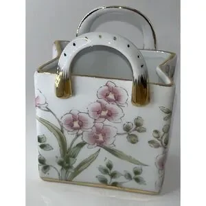 Nantucket Purse Porcelain Floral Chintz Home Decoration Cottagecore Pink Gold