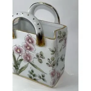 Nantucket Purse Porcelain Floral Chintz Home Decoration Cottagecore Pink Gold