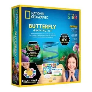 National Geographic Butterfly Growing Kit Feed & Grow Real Caterpillars Habitat