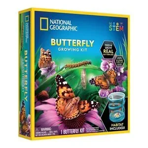 National Geographic Butterfly Growing Kit Feed & Grow Real Caterpillars Habitat