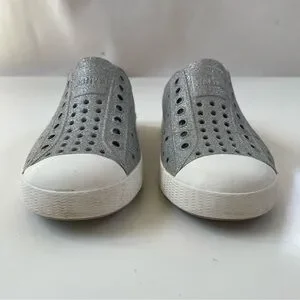 Native Shoes Little Kids Sparkly Gray Grey Jefferson Slip On Water Shoes Size 10