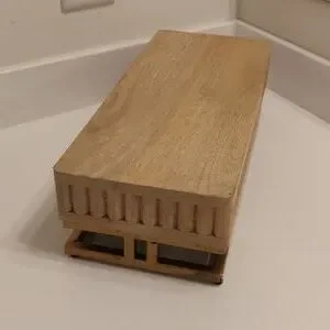 Natural Wooden Golden Tone Metal Rectangle Stand