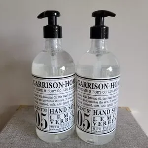 New 2 Bottles Garrison Home Verbena Hand Soap Sanitizer Cleanser 21.5 FL. OZ