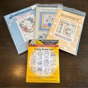New 4pc Embroidery Stitching Quilting Pattern Set Vintage Arts And Crafts New 4pc Embroidery Stitching Quilting Pattern Set Vintage Arts And Crafts