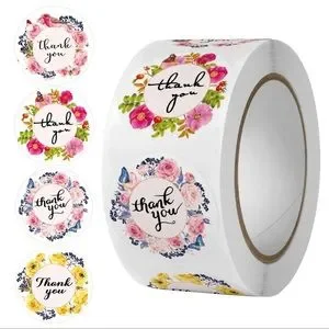 New 500 Pcs Floral Thank You Stickers 1 Inch Stationery Small Business Stickers