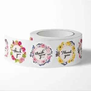 New 500 Pcs Floral Thank You Stickers 1 Inch Stationery Small Business Stickers