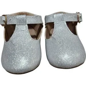 NEW A Bear Co Toddler Size 3 Color Change Silver Smooth Glitter T-Straps Girls