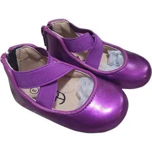 NEW A Bear Co Toddler Size 3 Smooth Glitter Ballerina Flats Vivid Purple