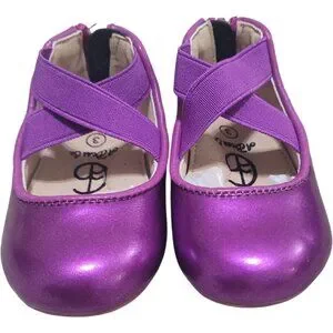 NEW A Bear Co Toddler Size 3 Smooth Glitter Ballerina Flats Vivid Purple