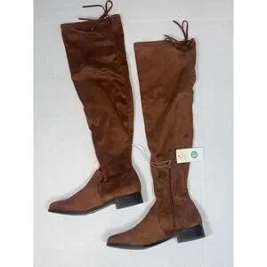 NEW A New Day Sidney Tall Cognac Suede Over Knee Fall Boots 9.5 Equestrian Brown