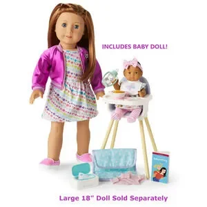 NEW American Girl Little Bitty Baby DOLL + HIGHCHAIR Diaper Clothes & Care Set