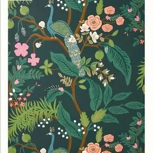New Anthropologie Rifle Paper Peacock Wallpaper Emerald