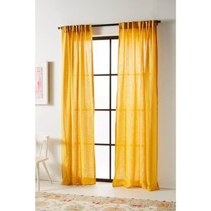 New Anthropologie Stitched Linen Curtain Panel 127x274cm