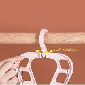 New Baby Pink Multi-Function Rotatable Non-Slip Triangle 9 Holes Clothes Hanger