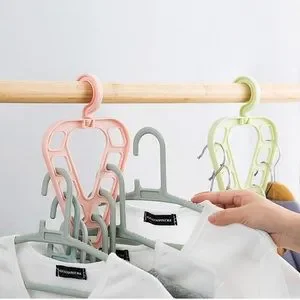 New Baby Pink Multi-Function Rotatable Non-Slip Triangle 9 Holes Clothes Hanger