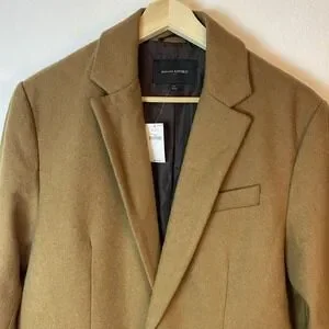 New Banana Republic Men's Medium Top Coat Camel Classic Wool Academia Old Money