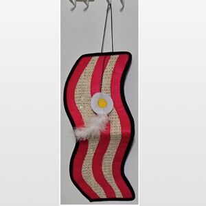 New Cat Toy Scratcher Bacon Me Crazy Floor Door Mat Eggs Feather Catnip NWT