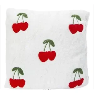 New Cherry Heart Valentine's Pillow White Hippie Bohemian Shabby Chic