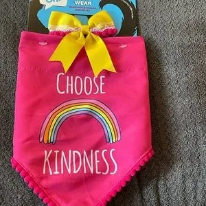 New Dog Scarf Bandana Slider Pink Choose Kindness Medium C26