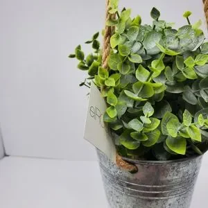 New Elrose Faux Frosted Green Plastic Hanging Plant With Twine Cord 8"