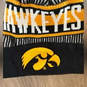 New Era University Of Iowa Hawkeyes Black And Yellow Beanie Stocking Cap Hat