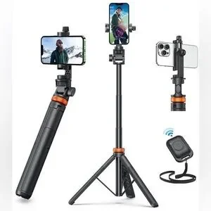NEW EUCOS Black Red Tripod Selfie Stick Universal Bluetooth Wireless Remote