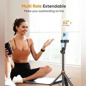 NEW EUCOS Black Red Tripod Selfie Stick Universal Bluetooth Wireless Remote