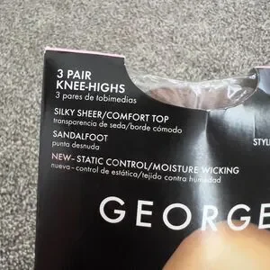 NEW George Silky Sheer Knee-Highs 3 Pair Pack