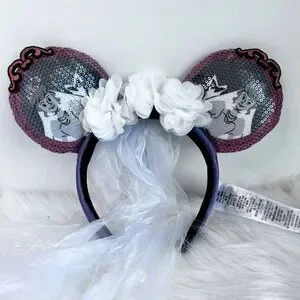 NEW Ghost Bride Ears With Veil Headband The Haunted Mansion NWT Disney Minnie