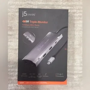 NEW j5create - 4K60 Elite USB-C Triple-Monitor 10Gbps Mini Dock - Space Grey