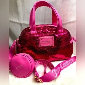 NEW Juicy Couture Puffed Pink Sequin Crossbody Satchel