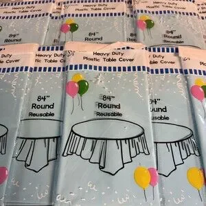 NEW - Lot Of 11 - 84" Round Reusable Table Covers - Blue