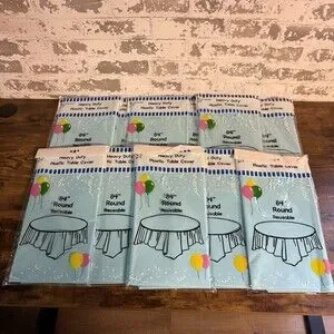 NEW - Lot of 11 - 84" Round Reusable Table Covers - Blue
