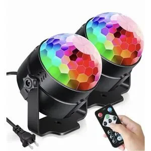 NEW Luditek 2-Pack Sound Activated Party Lights Disco Ball DJ Strobe w. Remotes