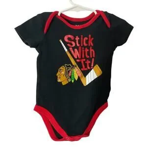 New NHL Blackhawks 6/9 Months One Piece “Stick With It”