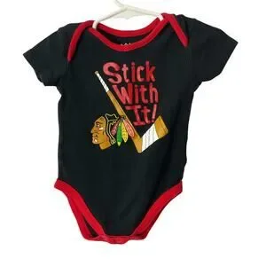 New NHL Blackhawks 6/9 Months One Piece “Stick With It”