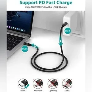 NEW NIMASON Black Apple Compatible USB C To USB Charging Data Transfer Cable Box