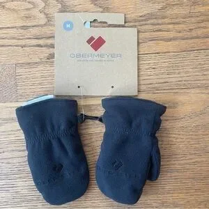 NEW Obermeyer Finley Fleece Mitten Unisex Black Medium NWT
