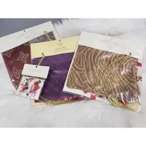 NEW Pier 1 Organza Gift Wrap Gold Animal Print Celestial LOT beaded ribbon