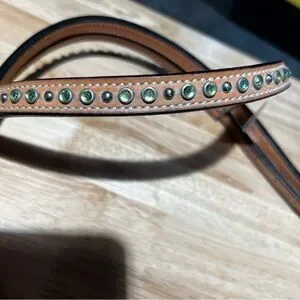New Riata Headstall Light Green Stones