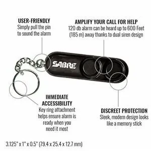 *NEW* SABRE PA-01 Personal Self-Defense Safety Dual Siren Alarm On Key Ring