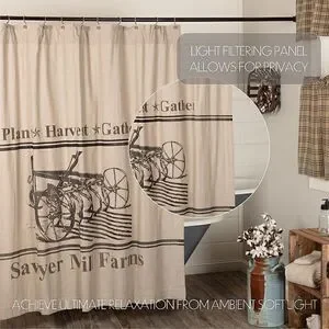NEW Sawyer Mill Farmhouse Cotton Fabric Shower Curtain Plow Field Crops Barn