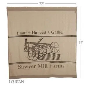 NEW Sawyer Mill Farmhouse Cotton Fabric Shower Curtain Plow Field Crops Barn