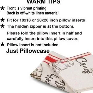 New Set Of 2 Christmas Candy Cane Pillow Covers Canvas 18x18