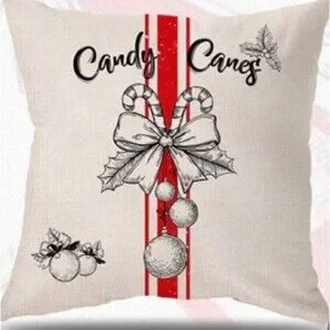 New Set of 2 Christmas Candy Cane Pillow covers Canvas 18x18