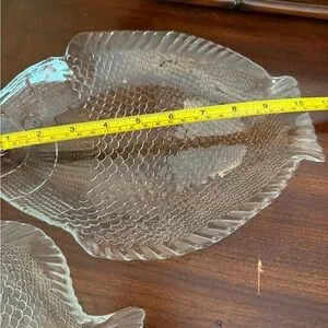 New Set Of Two Clear Fish-Shaped Glass Plates